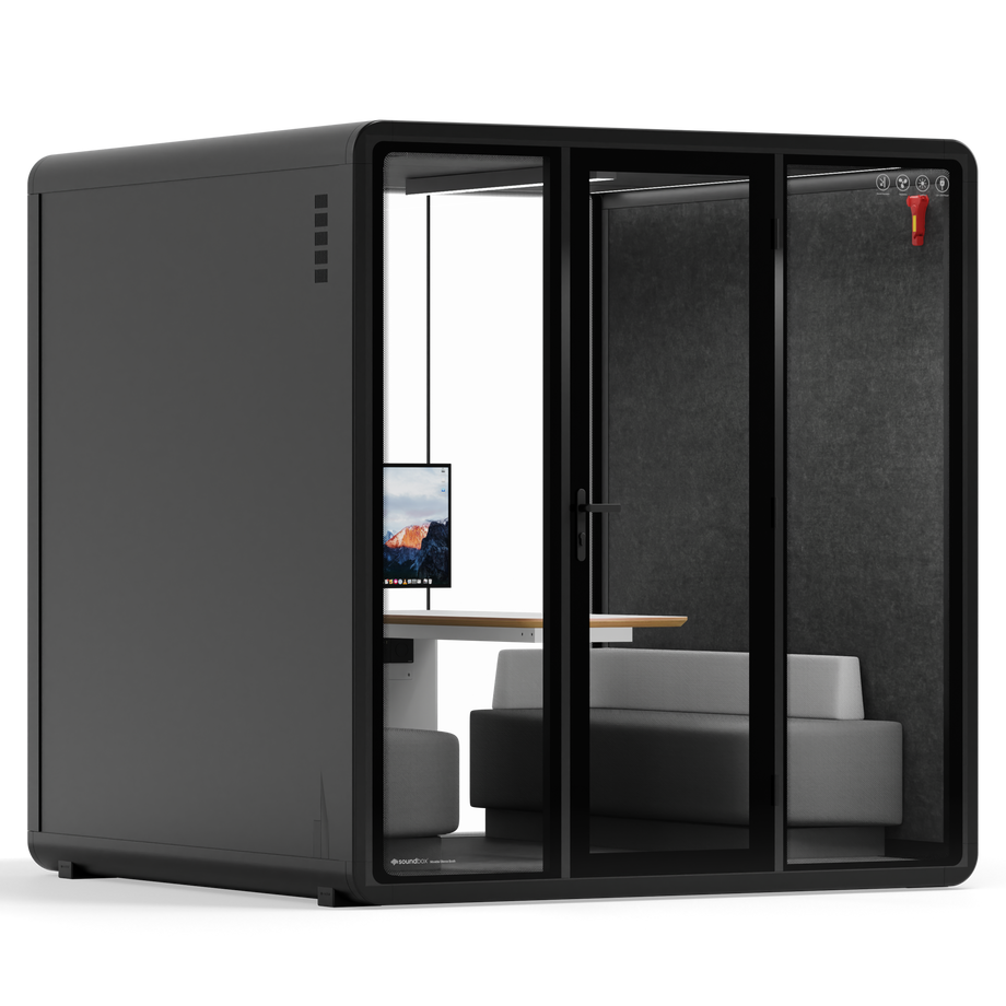 Quell - Quell+ - 6 Person Meeting BoothBlack / Furniture Set 1 / Dark Grey