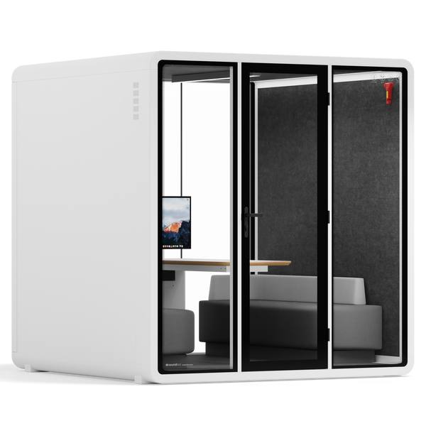 Quell - Quell+ - 6 Person Meeting BoothWhite / Furniture Set 1 / Dark Grey