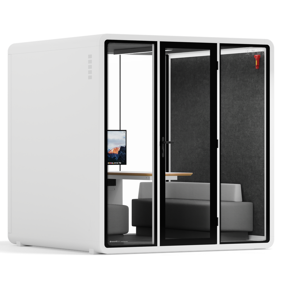 Quell - Quell+ - 6 Person Meeting BoothWhite / Furniture Set 1 / Dark Grey