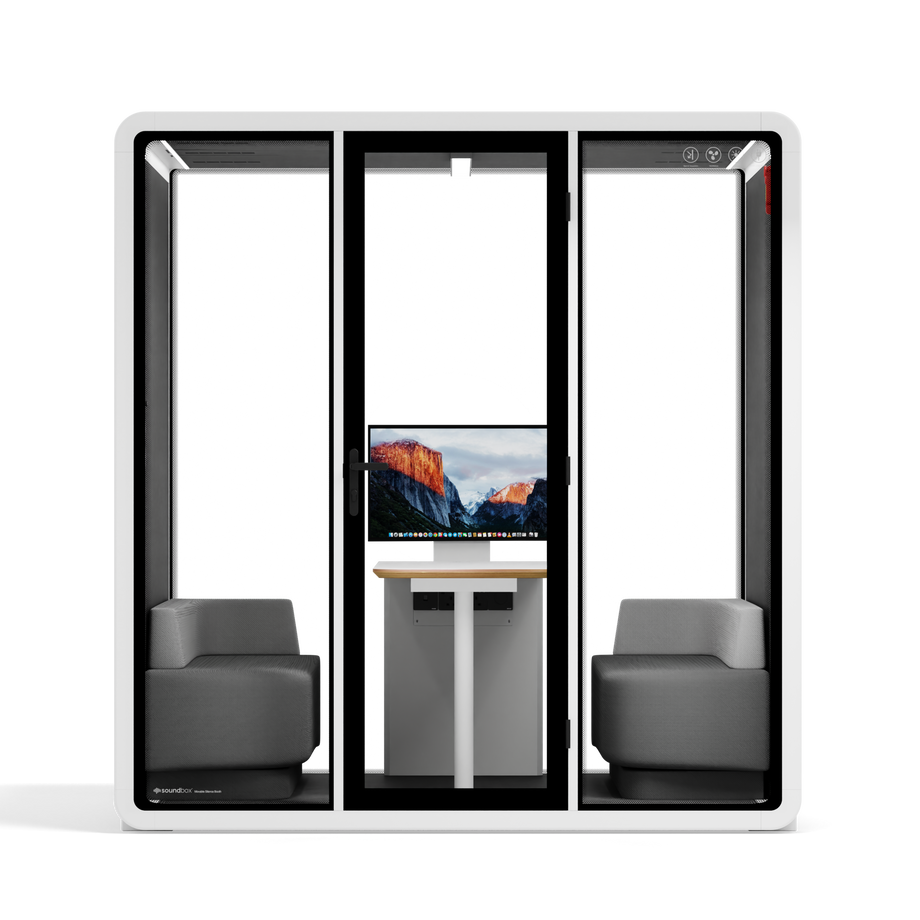 Quell - Quell+ - 6 Person Meeting BoothWhite / Furniture Set 1 / Dark Grey