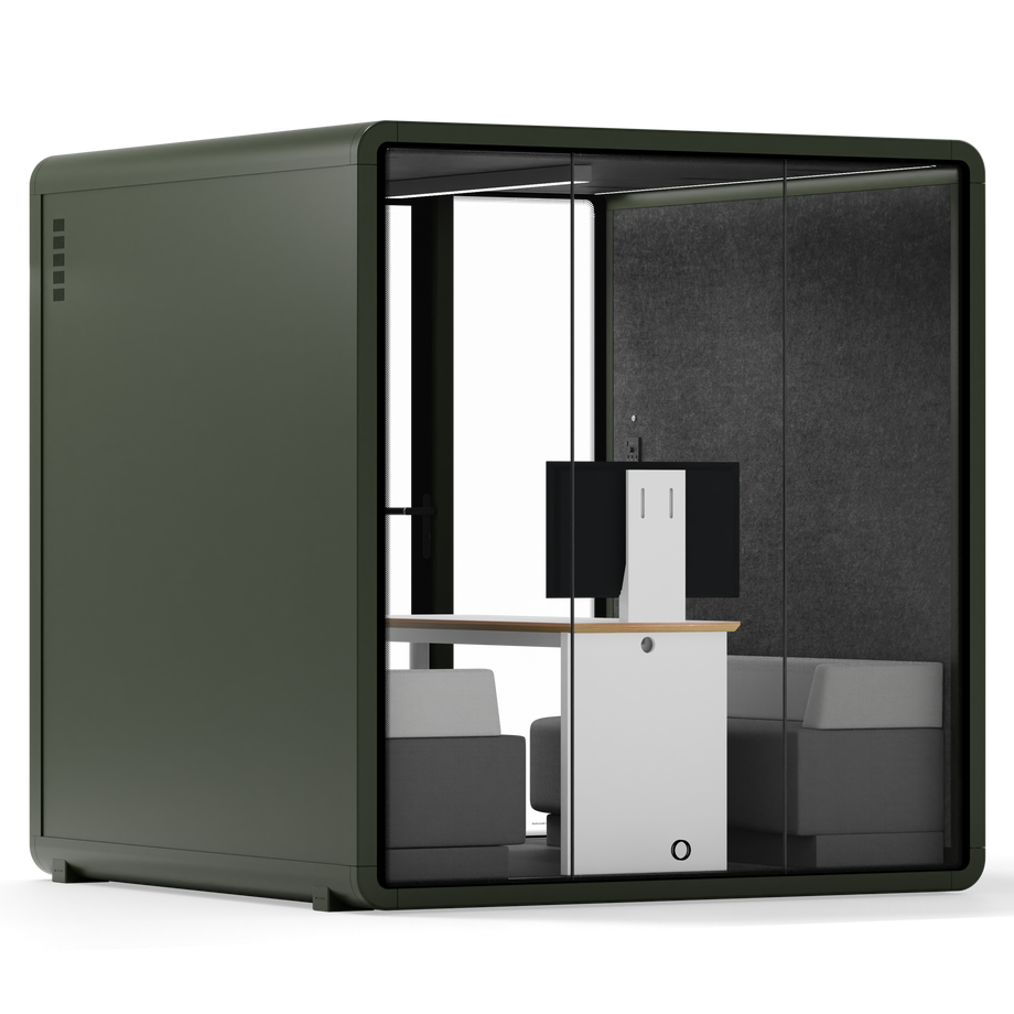 Quell - Quell+ - 6 Person Meeting BoothDark Green / Furniture Set 1 / Dark Grey