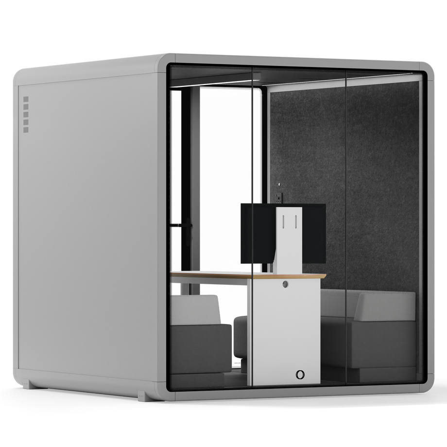 Quell - Quell+ - 6 Person Meeting BoothLight Grey / Furniture Set 1 / Dark Grey