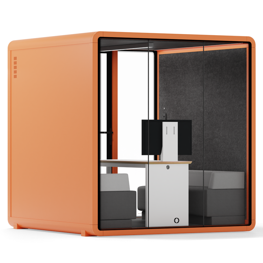 Quell - Quell+ - 6 Person Meeting BoothOrange / Furniture Set 1 / Dark Grey