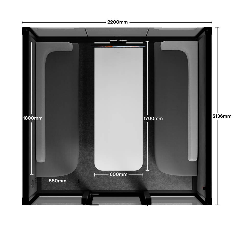 Quell - Quell+ - 6 Person Meeting BoothBlack / Furniture Set 1 / Dark Grey