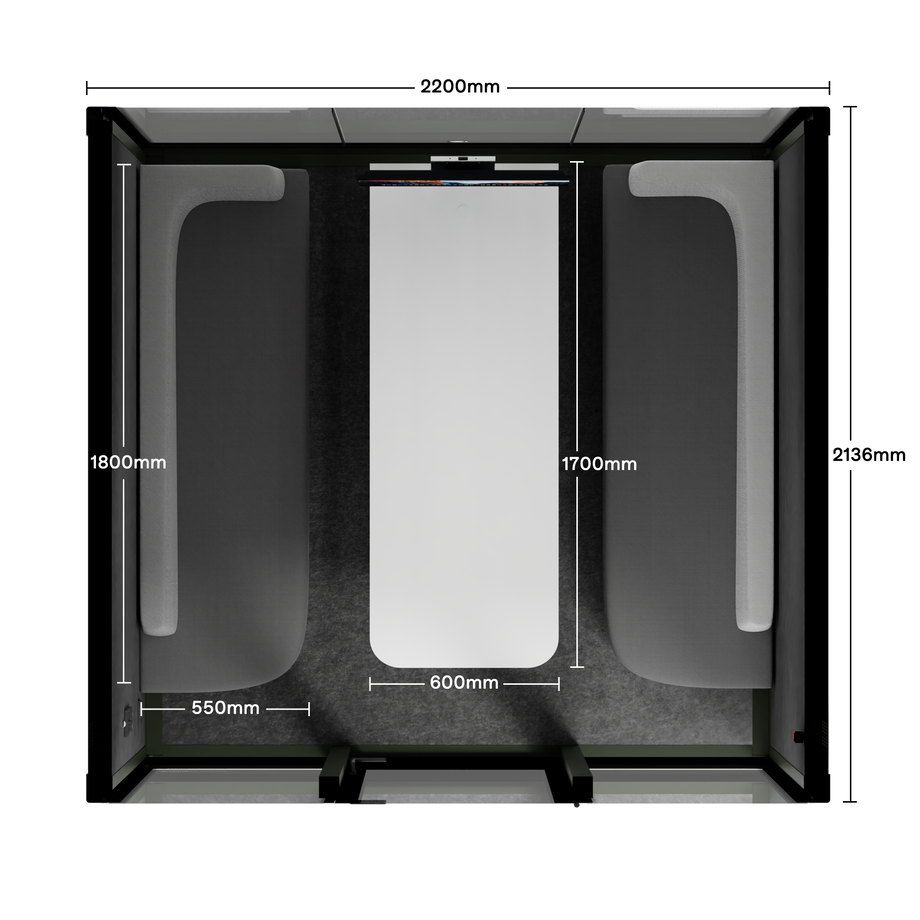 Quell - Quell+ - 6 Person Meeting BoothDark Green / Furniture Set 1 / Dark Grey