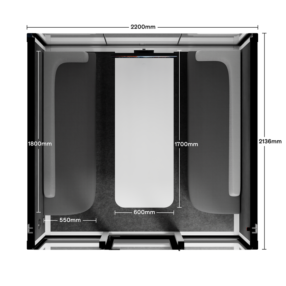 Quell - Quell+ - 6 Person Meeting BoothWhite / Furniture Set 1 / Dark Grey