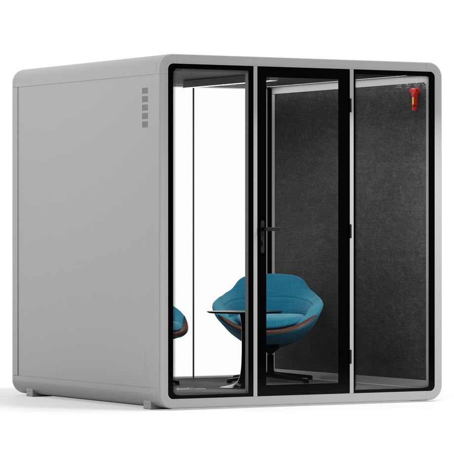 Quell - Quell+ - 6 Person Meeting BoothLight Grey / Furniture Set 2 / Dark Grey