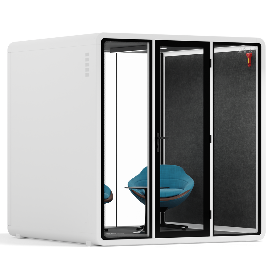 Quell - Quell+ - 6 Person Meeting BoothWhite / Furniture Set 2 / Dark Grey