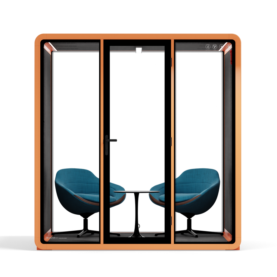 Quell - Quell+ - 6 Person Meeting BoothOrange / Furniture Set 2 / Dark Grey