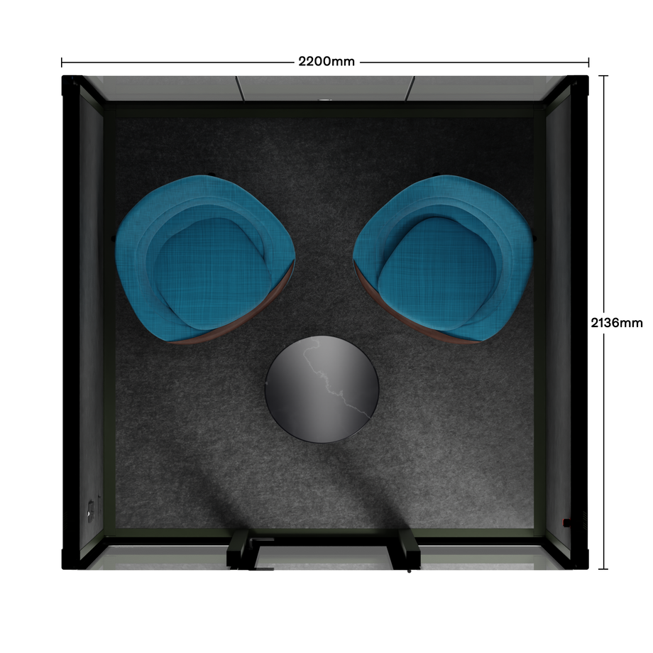 Quell - Quell+ - 6 Person Meeting BoothDark Green / Furniture Set 2 / Dark Grey