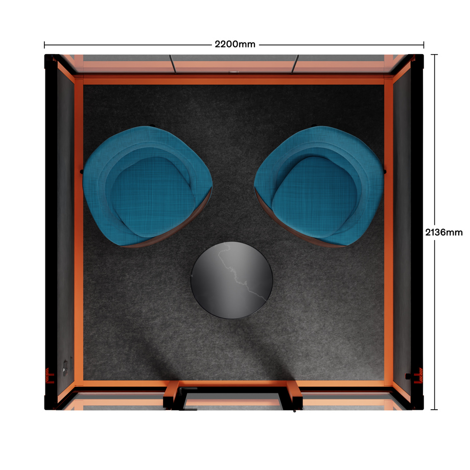 Quell - Quell+ - 6 Person Meeting BoothOrange / Furniture Set 2 / Dark Grey