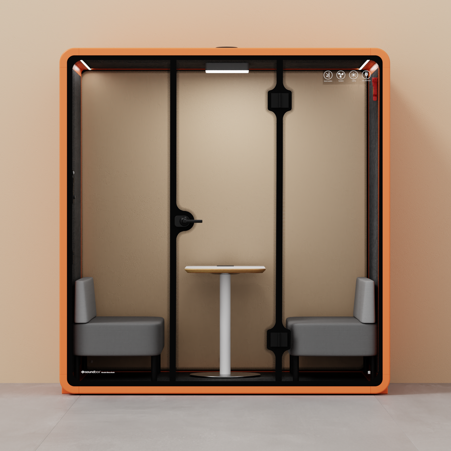 Quell Demi Booth 2+Orange / Furniture Set 1 / Dark Grey