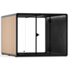 Quell Max Charcoal Wood by Soundbox Store – soundproof office pod with LED lighting and wood panels for a modern workspace
