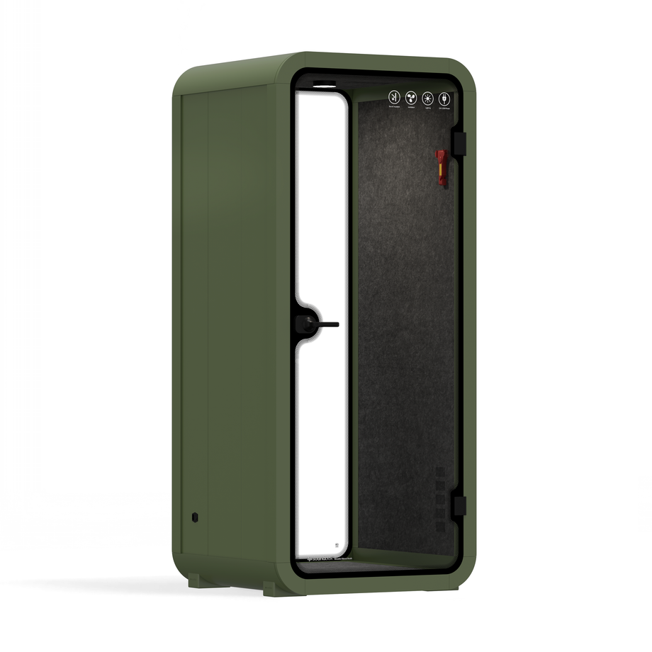 Office Pod Quell Acoustic Green Dark Grey No FurnitureGreen / No Furniture / Dark Grey