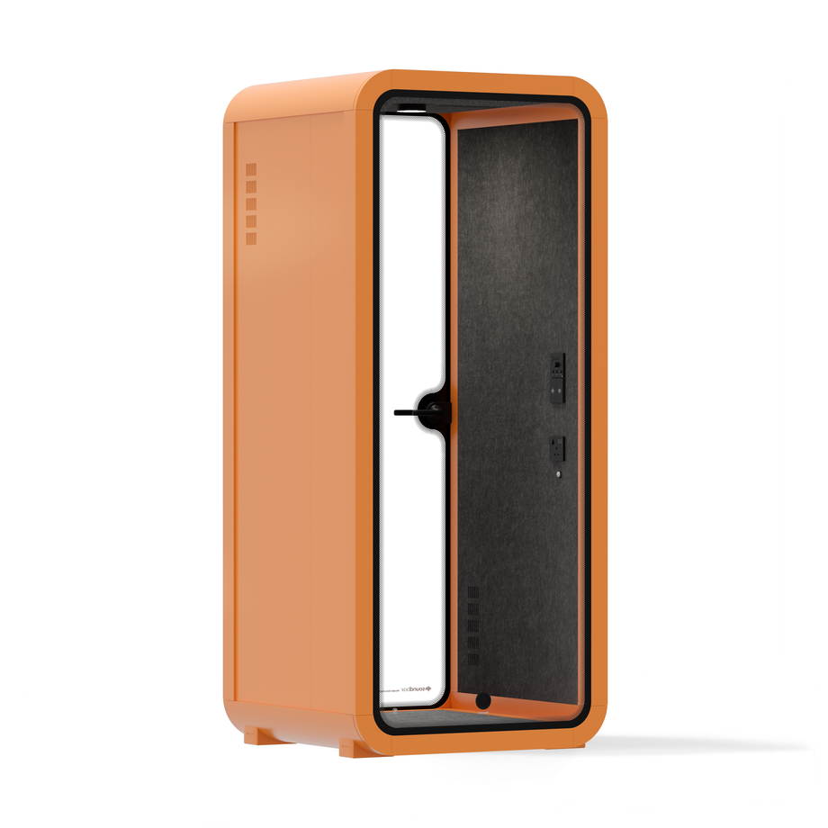Office Pod Quell Acoustic Green Dark Grey No FurnitureOrange / No Furniture / Dark Grey