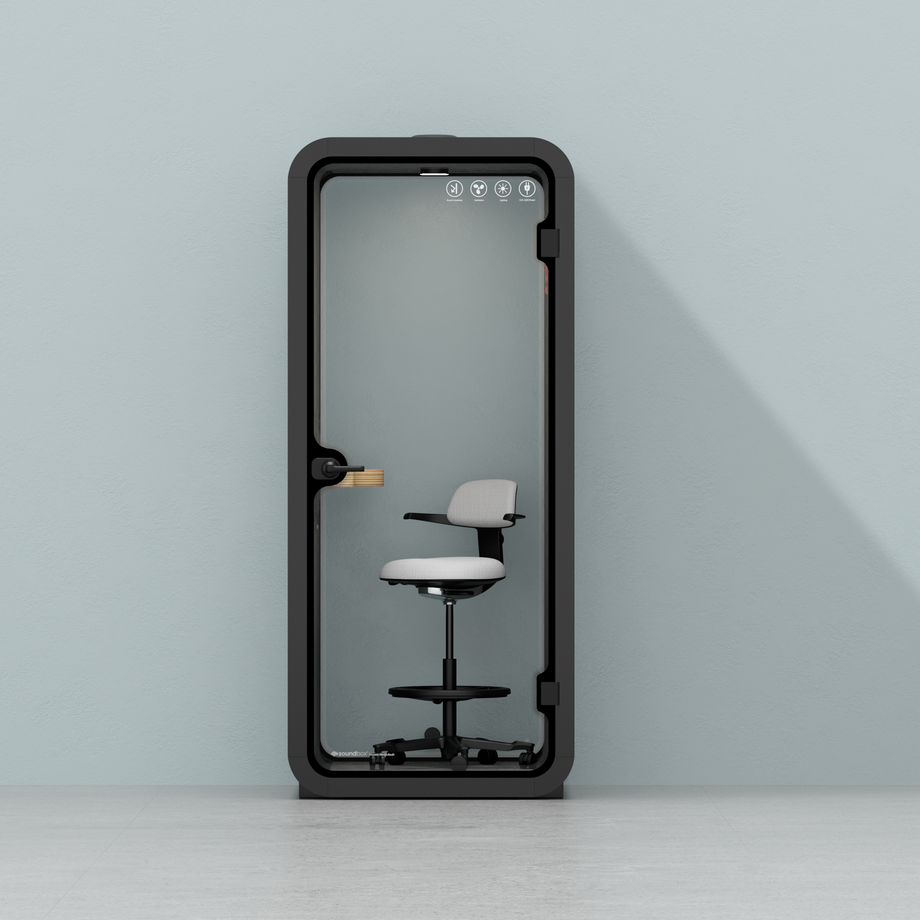 Office Pod Quell Acoustic Green Dark Grey No FurnitureCharcoal / With Furniture / Dark Grey