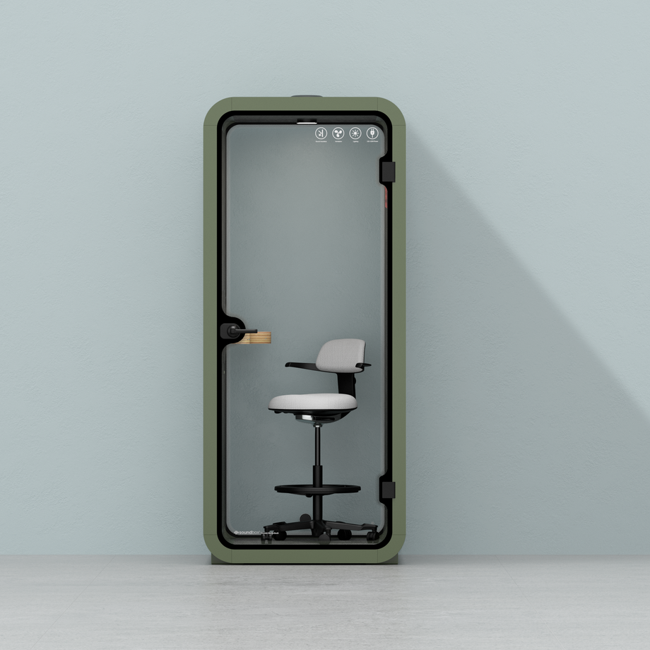Office Pod Quell Acoustic Green Dark Grey No FurnitureGreen / With Furniture / Dark Grey