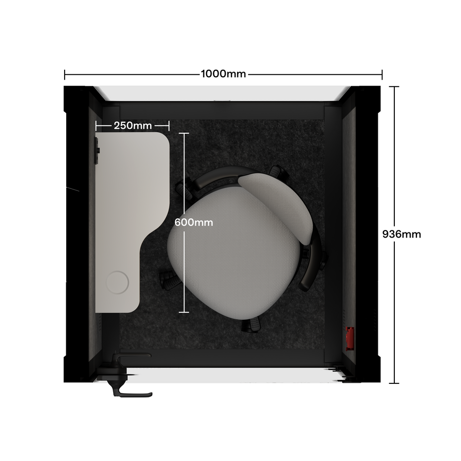 Office Pod Quell Acoustic Green Dark Grey No FurnitureCharcoal / With Furniture / Dark Grey