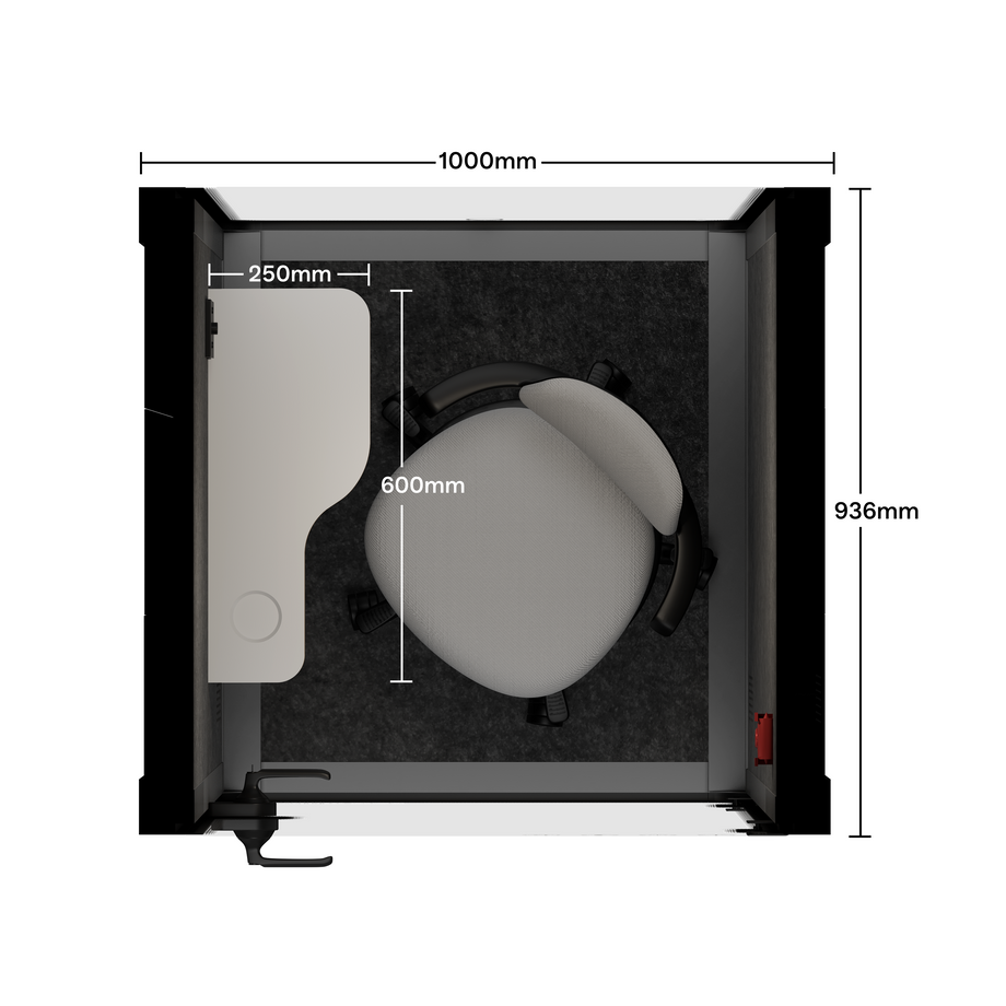 Office Pod Quell Acoustic Green Dark Grey No FurnitureLight Grey / With Furniture / Dark Grey