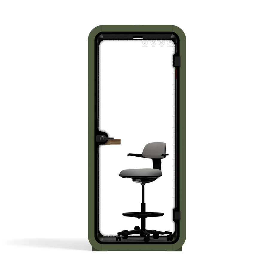 Office Pod Quell Acoustic Green Dark Grey No FurnitureGreen / With Furniture / Dark Grey