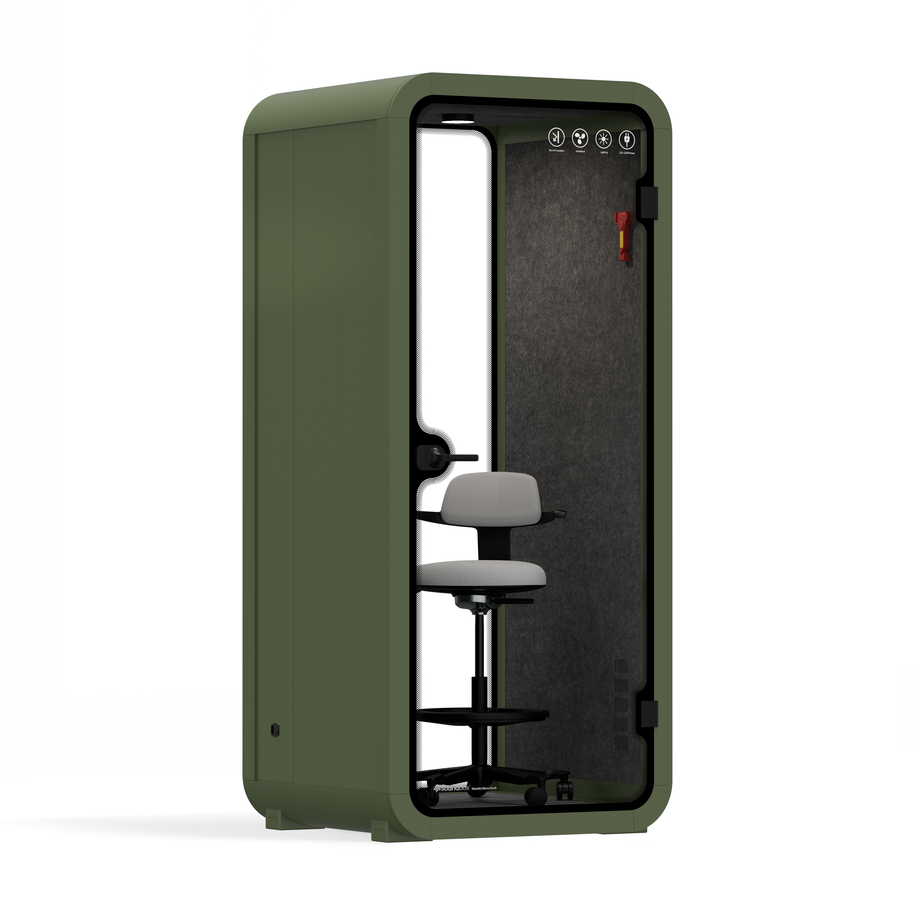 Office Pod Quell Acoustic Green Dark Grey No FurnitureGreen / With Furniture / Dark Grey
