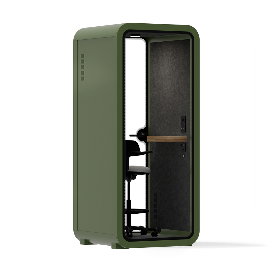 Office Pod Quell Acoustic Green Dark Grey No FurnitureGreen / With Furniture / Dark Grey