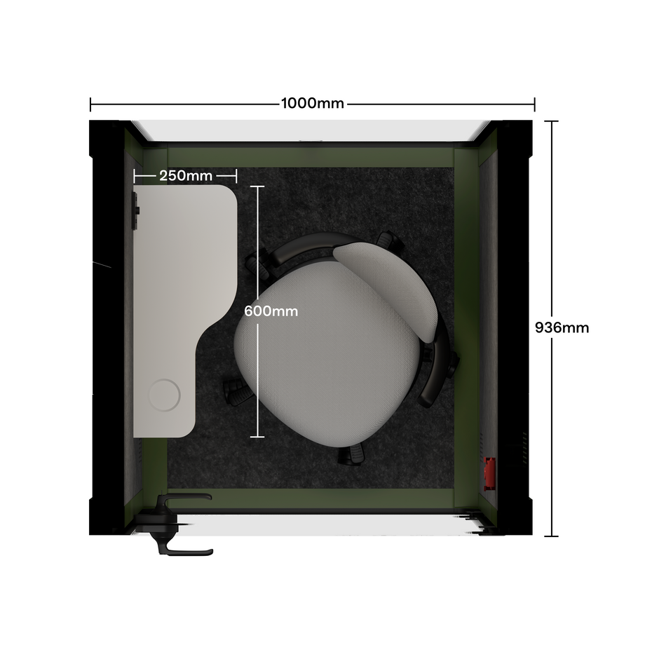 Office Pod Quell Acoustic Green Dark Grey No FurnitureGreen / With Furniture / Dark Grey