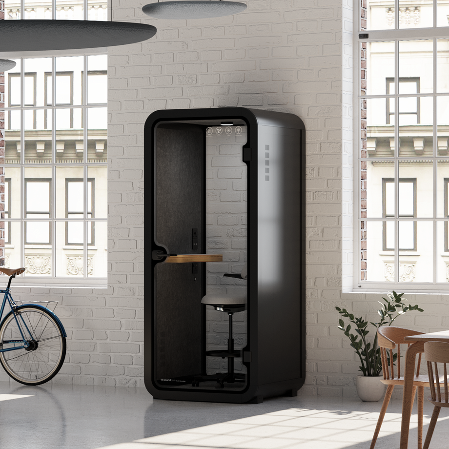 Office Pod Quell Acoustic Green Dark Grey No FurnitureCharcoal / With Furniture / Dark Grey