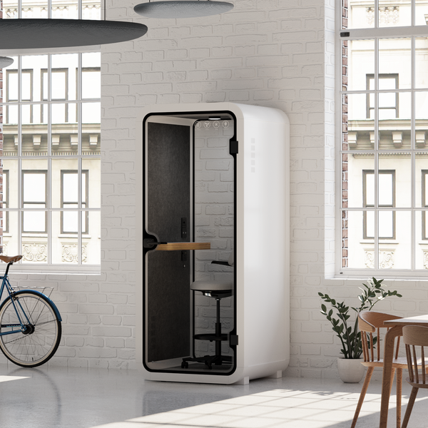 Office Pod Quell Acoustic Green Dark Grey No FurnitureWhite / With Furniture / Dark Grey