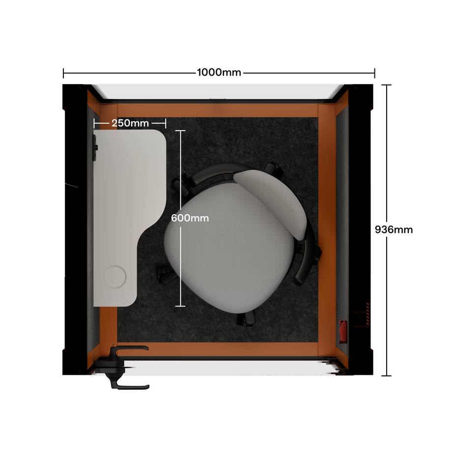 Office Pod Quell Acoustic Green Dark Grey No FurnitureOrange / With Furniture / Dark Grey