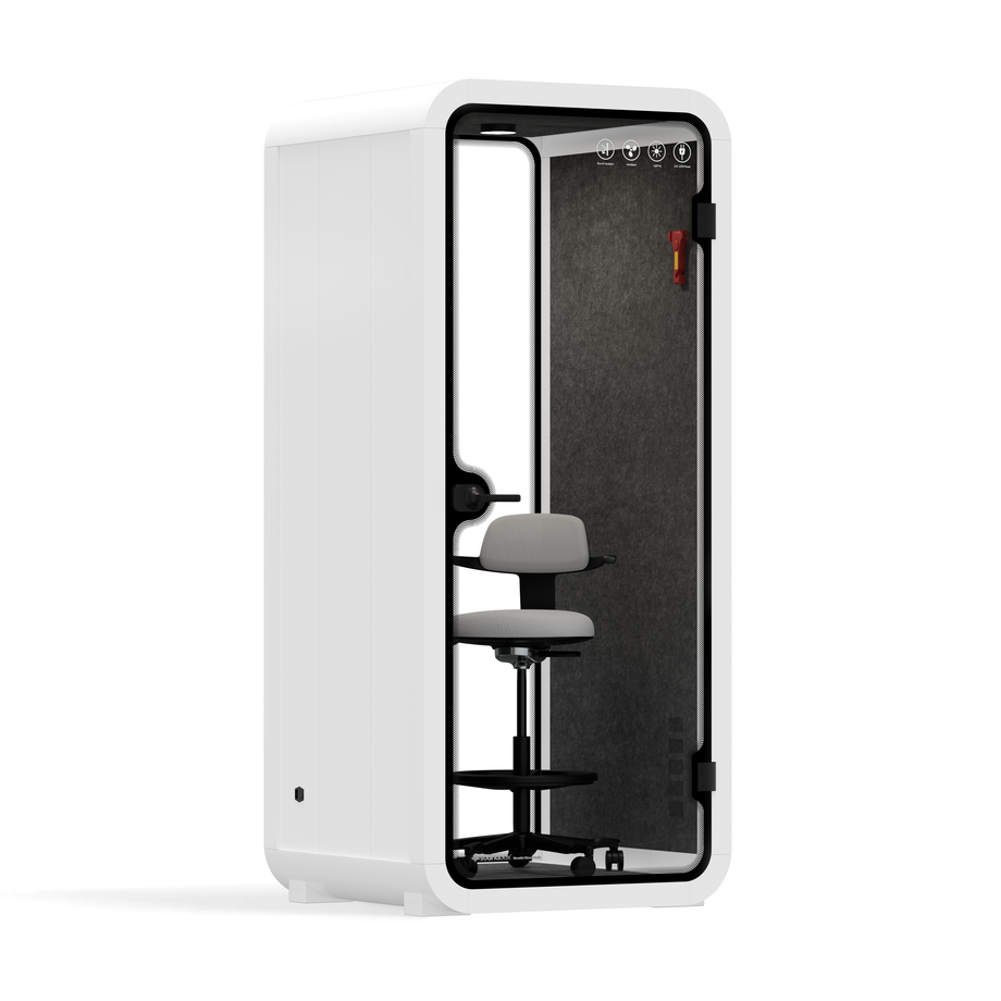 Office Pod Quell Acoustic Green Dark Grey No FurnitureWhite / With Furniture / Dark Grey