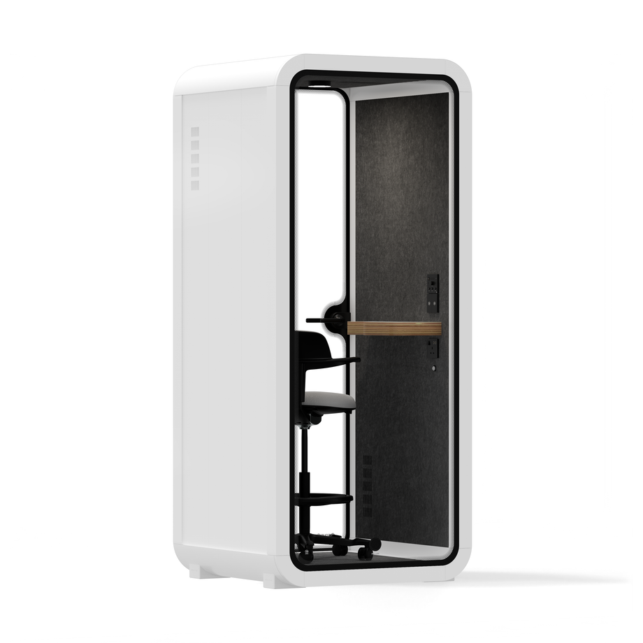 Office Pod Quell Acoustic Green Dark Grey No FurnitureWhite / With Furniture / Dark Grey