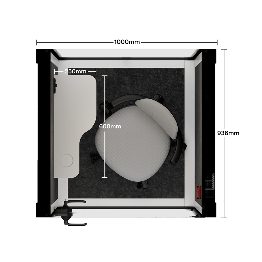 Office Pod Quell Acoustic Green Dark Grey No FurnitureWhite / With Furniture / Dark Grey