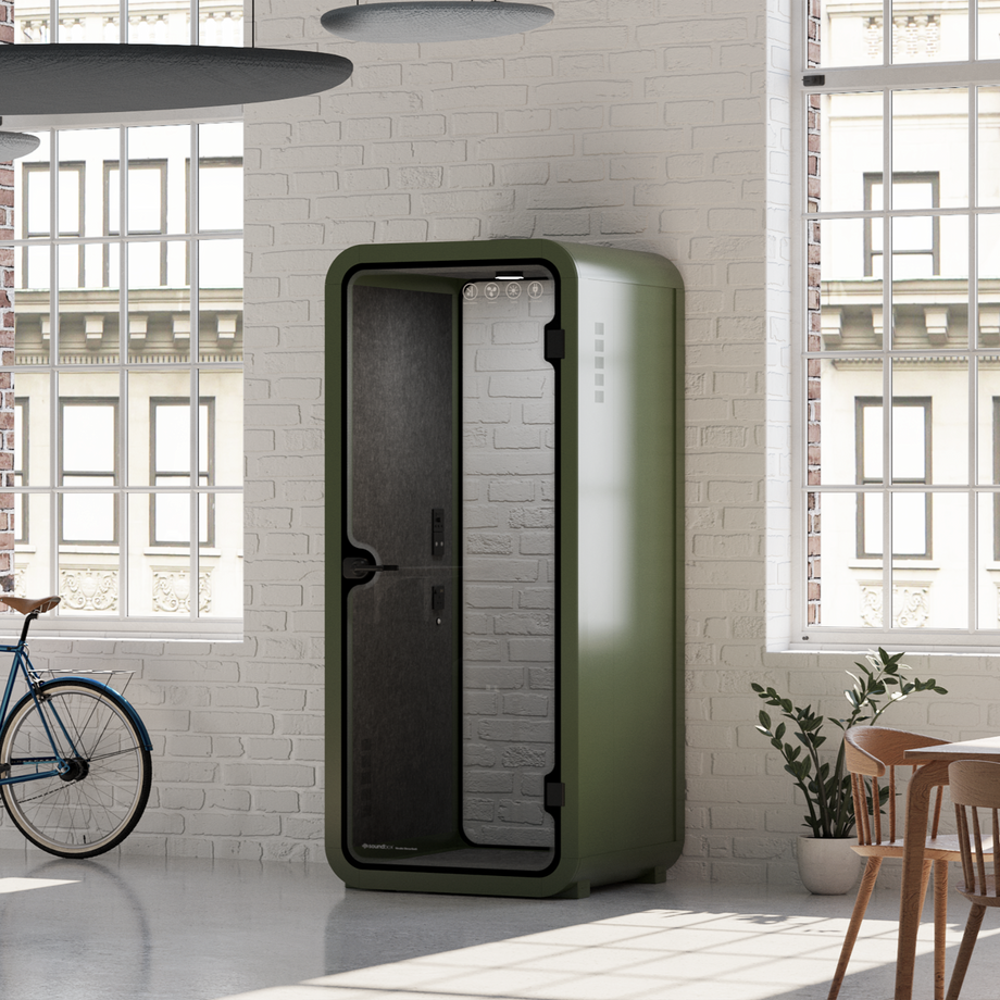 Office Pod Quell Acoustic Green Dark Grey No FurnitureGreen / No Furniture / Dark Grey