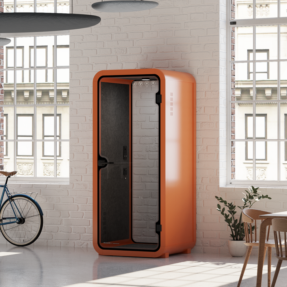 Office Pod Quell Acoustic Green Dark Grey No FurnitureOrange / No Furniture / Dark Grey