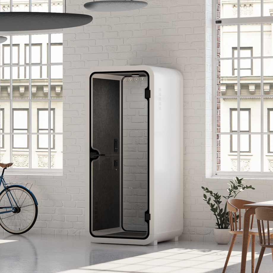 Office Pod Quell Acoustic Green Dark Grey No FurnitureWhite / No Furniture / Dark Grey