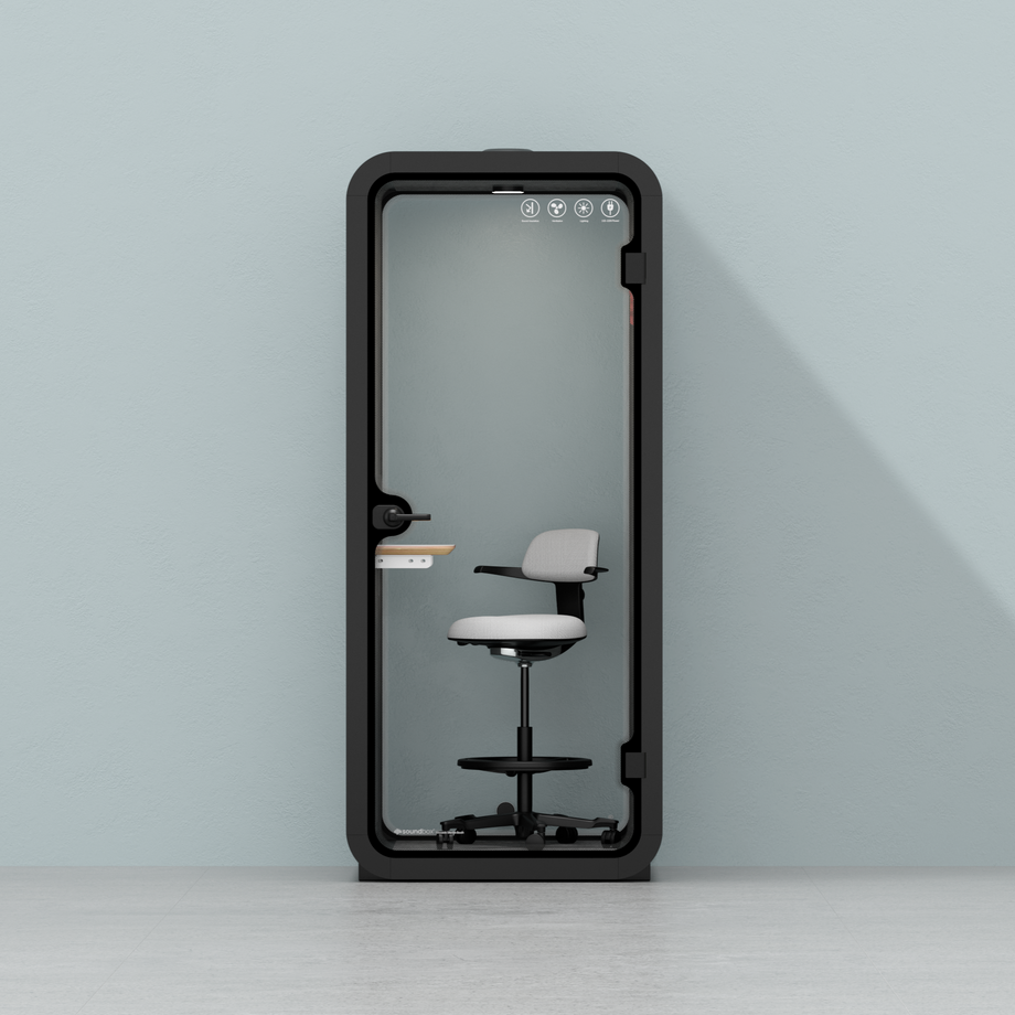 Office Pod Quell FlexCharcoal / With Furniture / Dark Grey