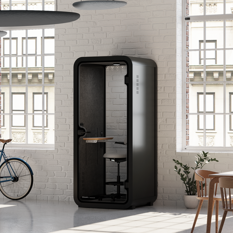 Office Pod Quell FlexCharcoal / With Furniture / Dark Grey