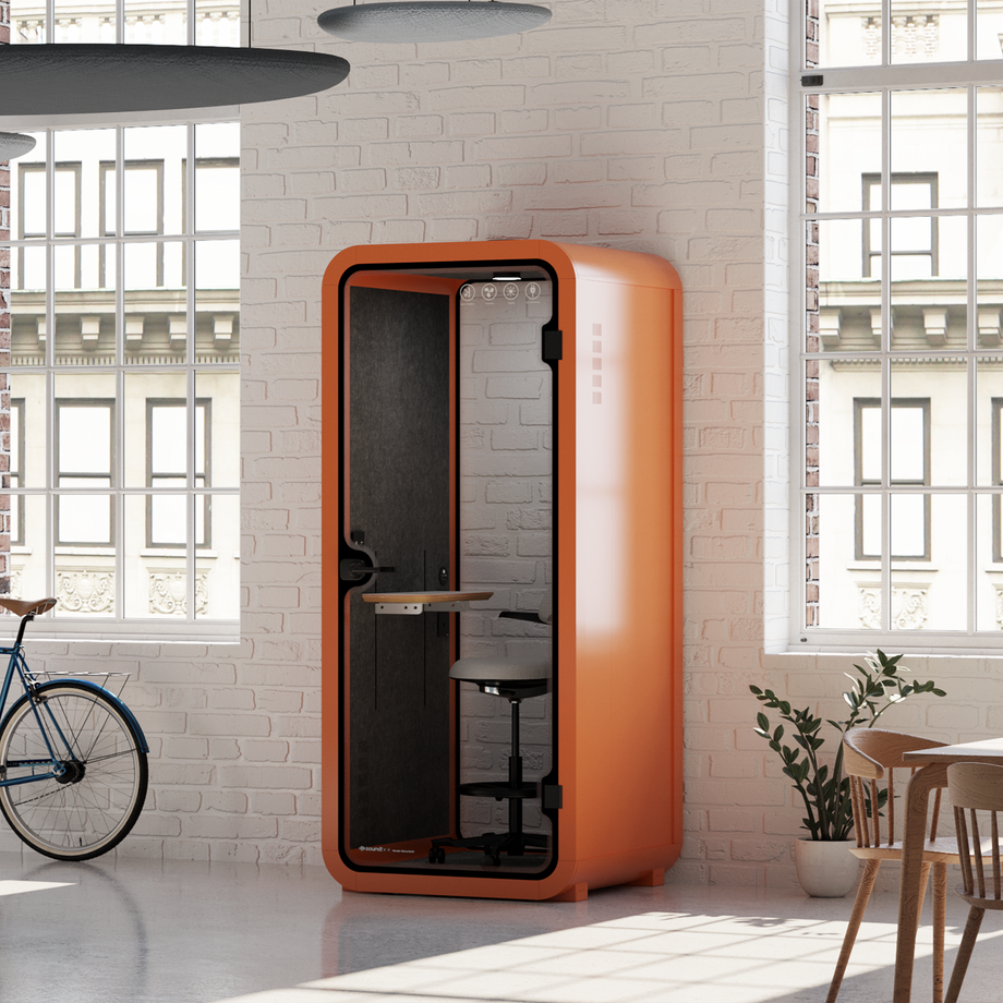 Office Pod Quell FlexOrange / With Furniture / Dark Grey