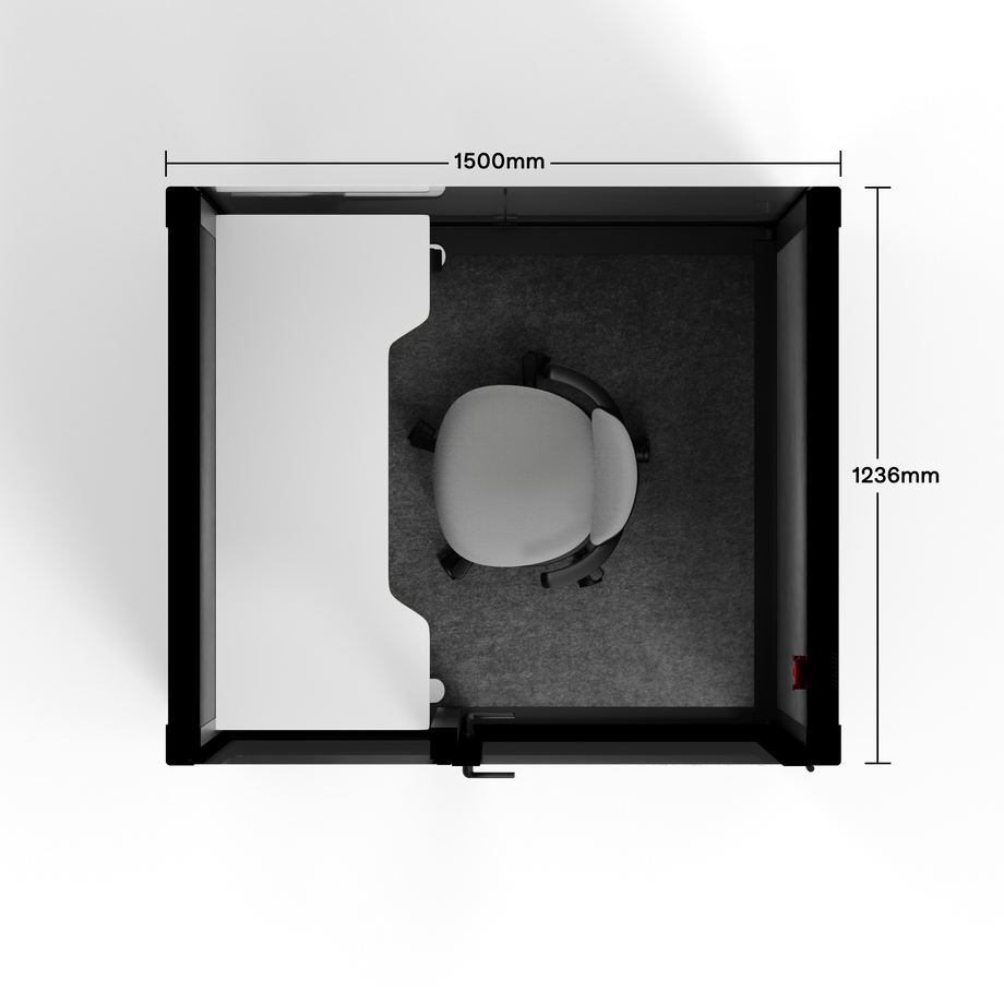 Quell - Quell+ - 2 Person PodBlack / Electric Adjustable Work Station + Stool / Dark Gray