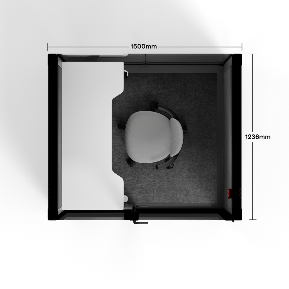 Quell - Quell+ - 2 Person PodWooden / Electric Adjustable Work Station + Stool / Dark Gray