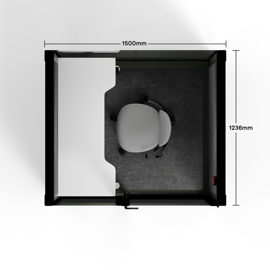 Quell - Quell+ - 2 Person PodDark Green / Electric Adjustable Work Station + Stool / Dark Gray