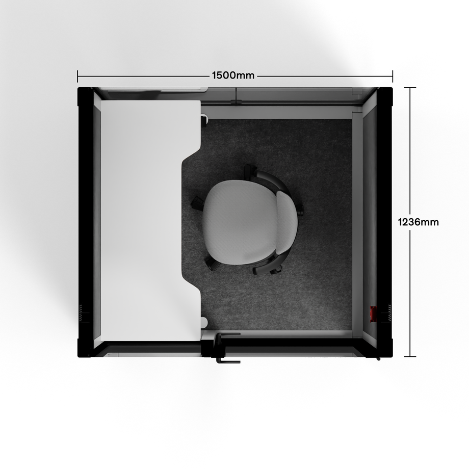 Quell - Quell+ - 2 Person PodLight Grey / Electric Adjustable Work Station + Stool / Dark Gray