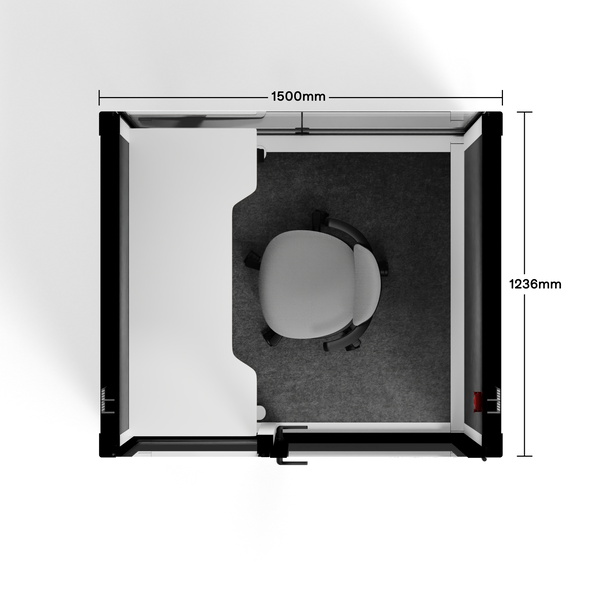 Quell - Quell+ - 2 Person PodWhite / Electric Adjustable Work Station + Stool / Dark Gray