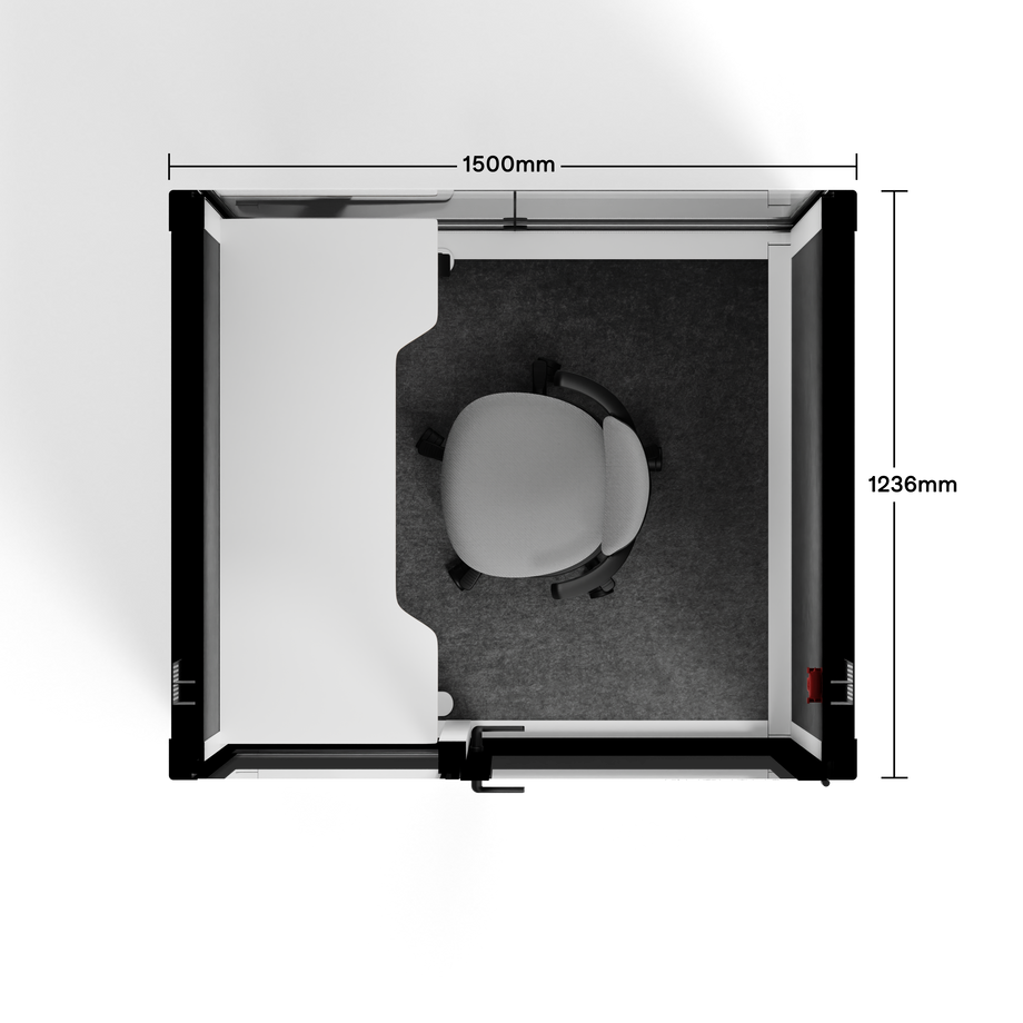 Quell - Quell+ - 2 Person PodWhite / Electric Adjustable Work Station + Stool / Dark Gray