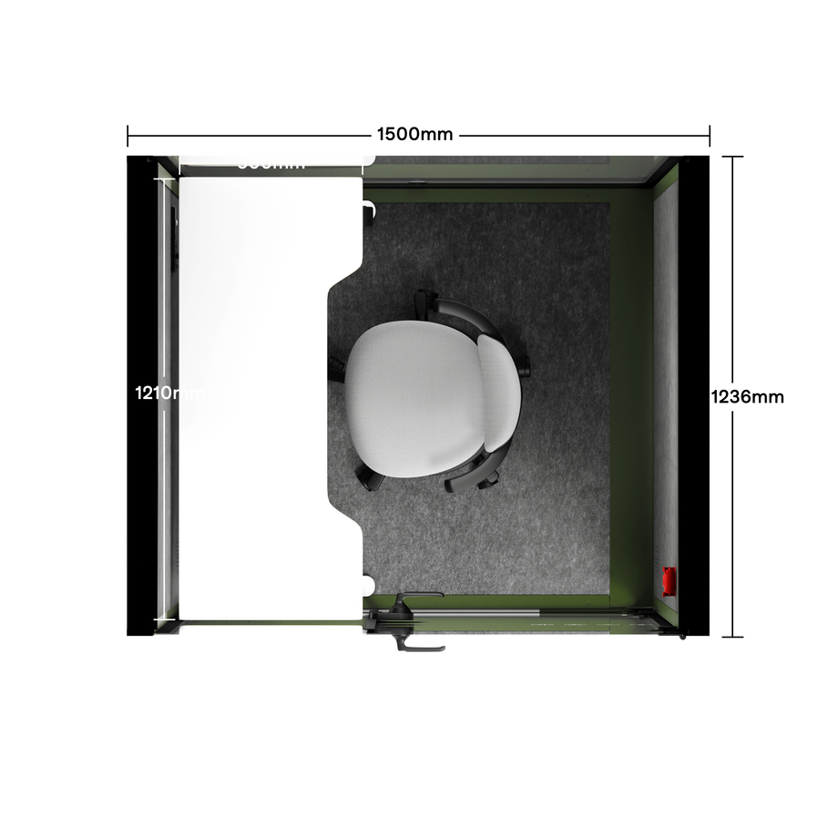 Office Phone Booth Quell - 2 PersonGreen / Electric Adjustable Work Station + Stool / Dark Gray