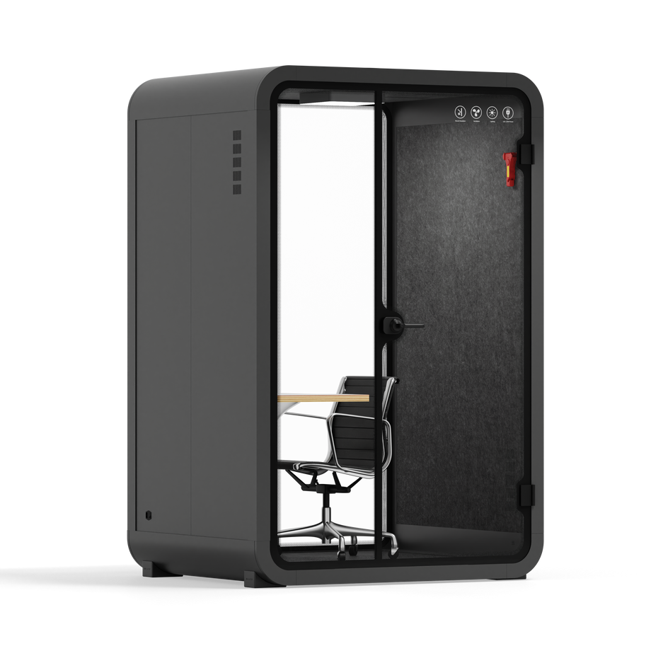 Office Phone Booth Quell - 2 PersonCharcoal / Work Station + Designer Office Chair / Dark Gray