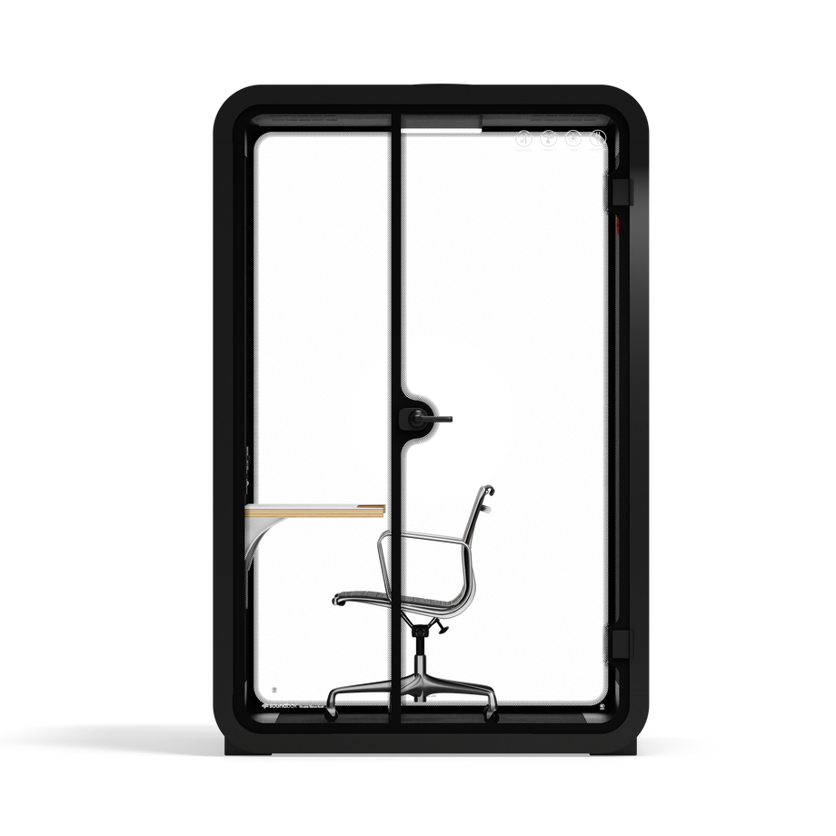 Office Phone Booth Quell - 2 PersonCharcoal / Work Station + Designer Office Chair / Dark Gray