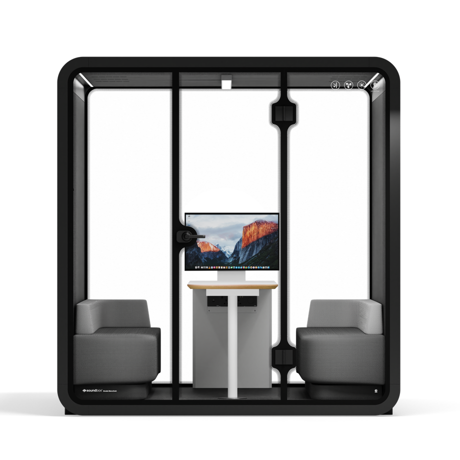 Meeting Booth Quell - 6 PersonBlack / Furniture Set 1 / Dark Grey