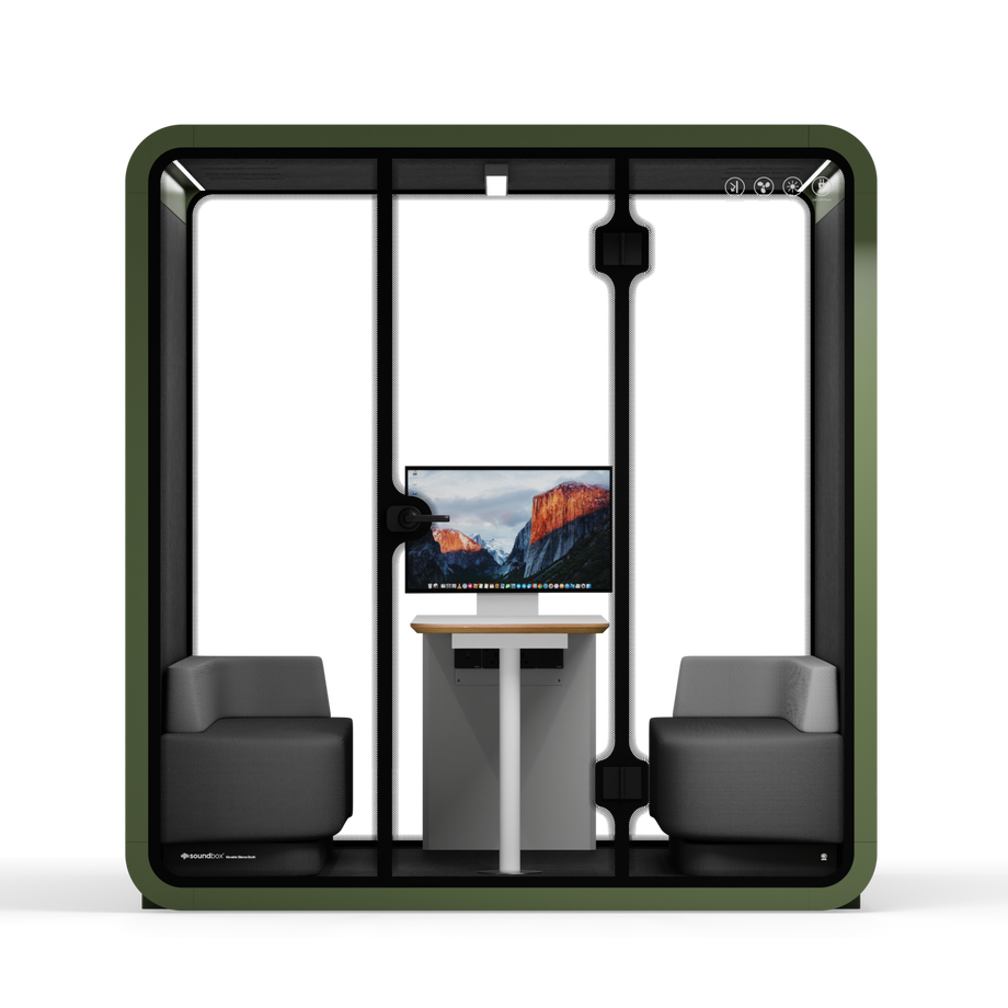 Meeting Booth Quell - 6 PersonDark Green / Furniture Set 1 / Dark Grey